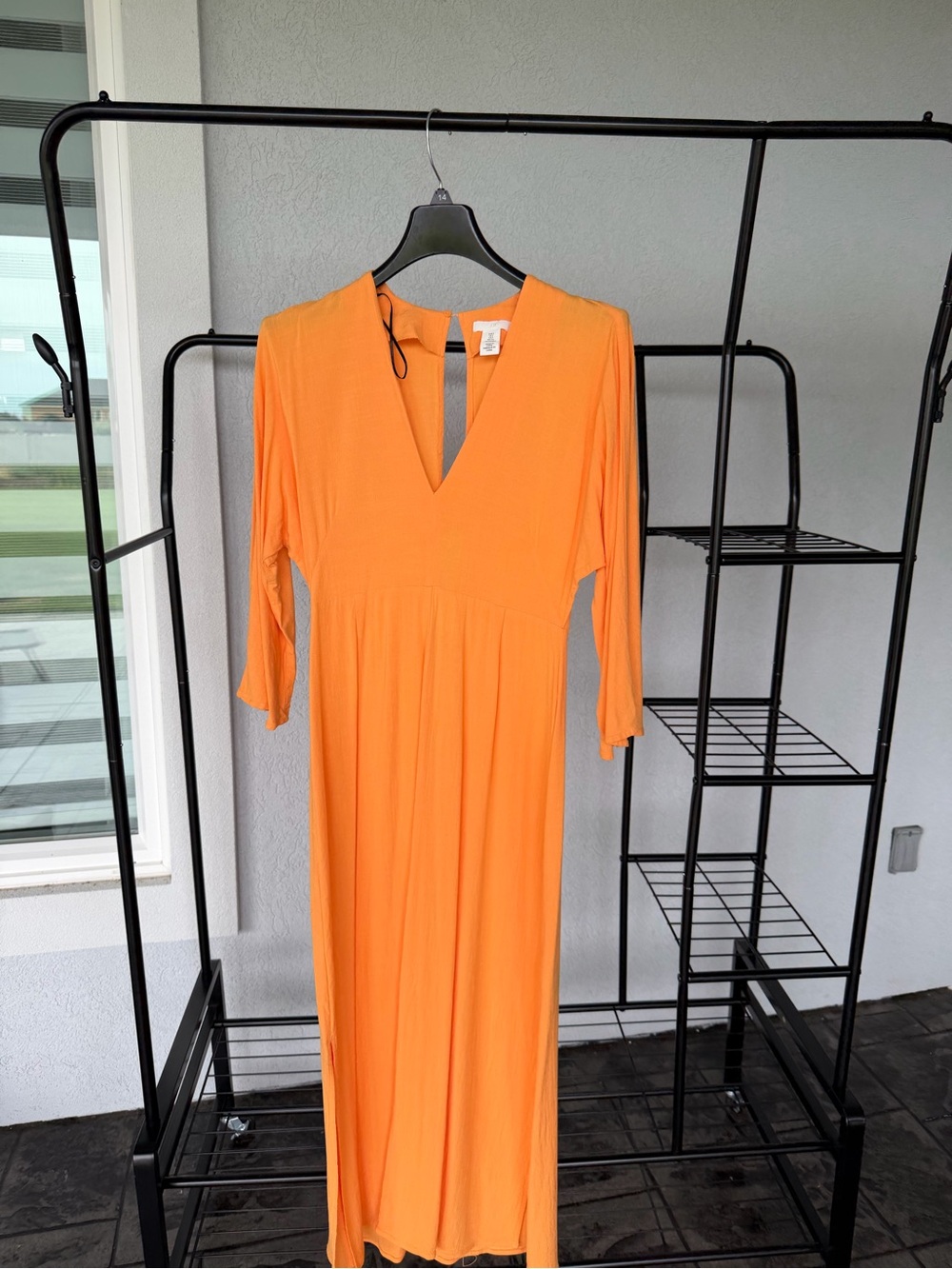 H&M Bright Orange V-Neck Maxi Dress